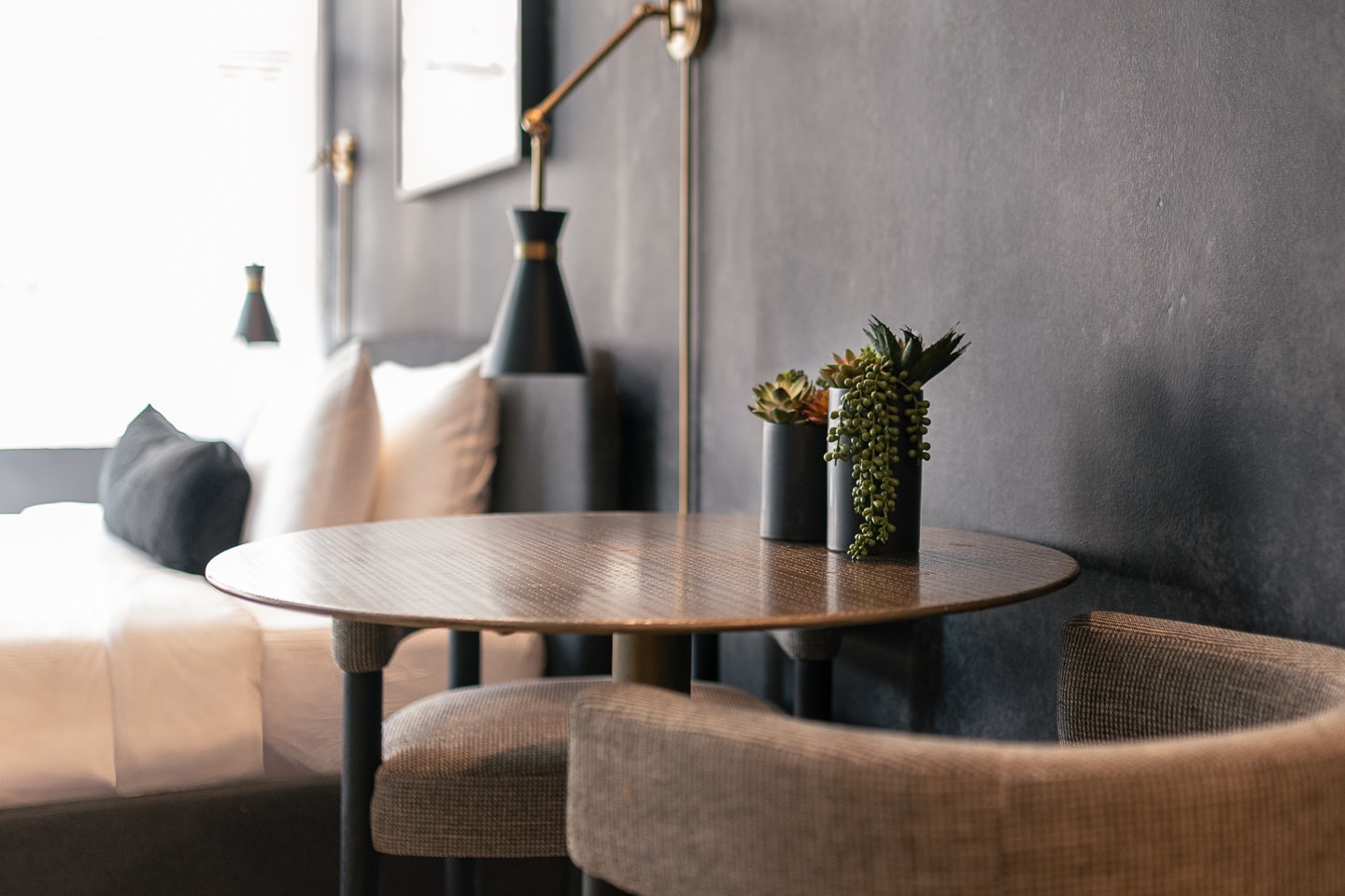 Room 1004, corduroy breakfast nook
